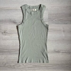 Madewell Crewneck Ribbed Tank Top Sage Green Sz XS